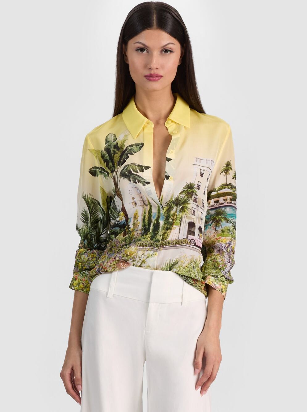 Alice + Olivia WILLA SILK BLOUSE PURE PARADISE